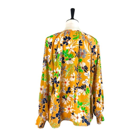 Cabi Blouse V-neck Popover Long Sleeve Peach Multi Mod Floral Women’s Size Large - Picture 4 of 12